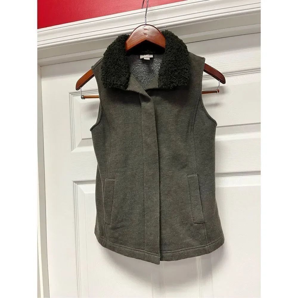 J. Jill Forest Green Fleece Lined Vest sz XS EUC
